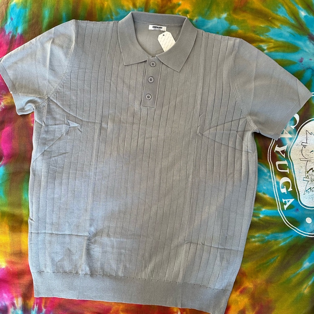 Knit Gray Polo Shirt Mens
